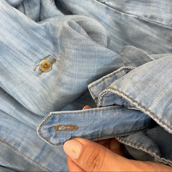 Anthro Elevenses Chambray Split Back Button Down - Picture 10 of 10